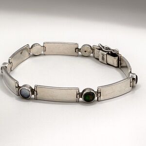 Sterling Silver Multi-Stone Link Bracelet